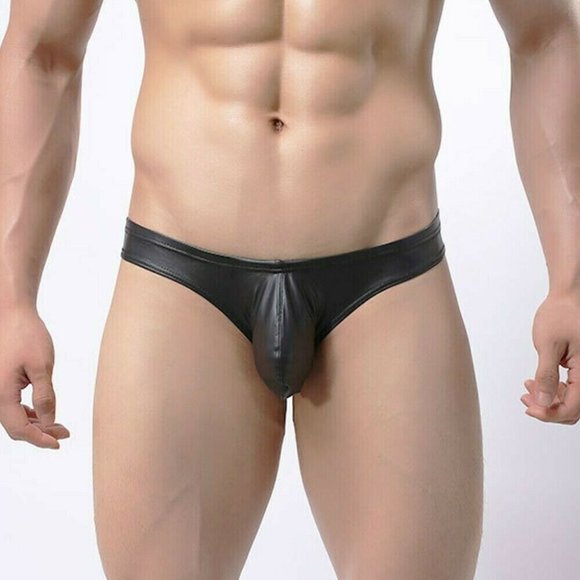 NEW MEN'S BLACK RUBBERIZED FABRIC, DEEP POUCH SWIM BRIEF SIZE XL, FITS: 36"-40" - Picture 7 of 8